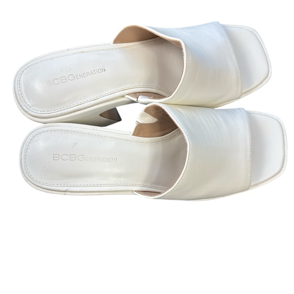 Bcbgeneration Ivory Platform Mules Square Toe Blo… - image 6